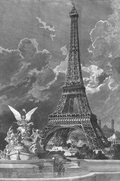Der Eiffelturm (1887-89) Weltausstellung von 1889 in Paris, 1888, graviert von Andre Slom oder Slomszynski (gest. 1909) von Albert Bellenger